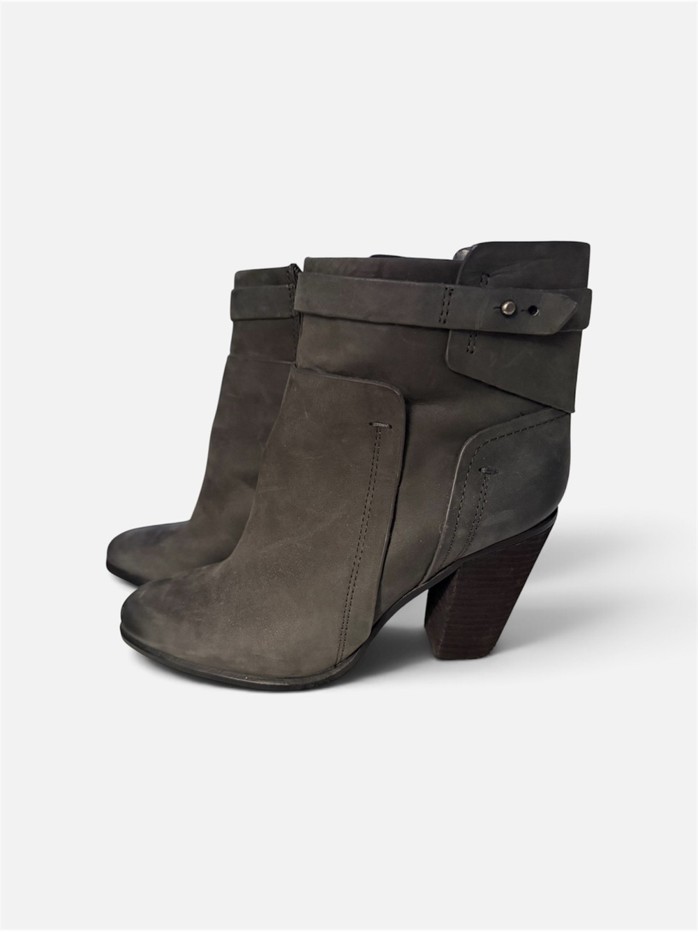 Vince Camuto Gray Nubuck Ankle Booties with Strap Detail